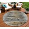 Homeroots 8' Gray Charcoal And Silver Round Abstract Washable Indoor Outdoor Area Rug 587652 - alternate 1