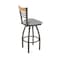 Holland Bar Stool Co Eleanor 36in Swivel Extra Tall Bar Stool, Bronze Finish, Medium Back and Canter Folkstone Grey Seat 880 - alternate 1