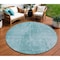 Homeroots 8' Aqua Teal Blue And Gray Round Abstract Washable Indoor Outdoor Area Rug 587256 - alternate 8