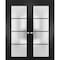 Sartodoors Solid French Double Doors Frosted Glass Planum 2132 Black 56x80 (2* 28x80) Solid Core PLANUM2132DD-BLK-56 x 80 (2* 28x80)-Butterfly - alternate 1