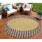 Homeroots 8' Brown And Beige Round Striped Washable Indoor Outdoor Area Rug 597153 - alternate 1