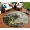 Homeroots 8' Brown Light Gray And Black Round Abstract Washable Indoor Outdoor Area Rug 603043 - alternate 1