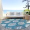 Homeroots 8' Teal Blue Ivory And Gray Round Southwestern Washable Indoor Outdoor Area Rug 615178 - alternate 7