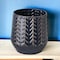 Homeroots 7" Navy Organically Embossed Chevron Metal Vase 397572 - alternate 7