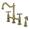 Kingston Brass Bridge Kitchen Faucet with Brass Sprayer, Antique Brass KS1273BEXBS - alternate 1