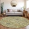 Homeroots 8' Artichoke Green Gray And Tan Round Damask Washable Indoor Outdoor Area Rug 603301 - alternate 8