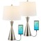 Jonathan Y Colton 26" Classic French Country Iron LED Table Lamp with USB Charging Port, Nickel, 2PK JYL4046A-SET2 - alternate 1