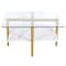 Homeroots 32" White And Gold Glass And Steel Square Coffee Table With Shelf 521991 - alternate 7