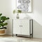 Homeroots 32in White and Gray Wood and Metal Carved Geometric Accent Cabinet With Two Doors 611056 - alternate 5