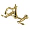 Kingston Brass Two-Handle Wall Mount Bridge Kitchen Faucet, Brushed Brass KS1267TAL - alternate 1
