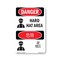 Signmission OSHA Danger Sign, Hard Hat Area Bilingual, 5in X 3.5in Decal, OS-DS-D-35-VC-1292 OS-DS-D-35-VC-1292 - alternate 1