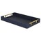 Homeroots 16in Navy Blue Wood Faux Shagreen Serving Tray With Handles 518599 - alternate 6
