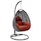 Leisuremod Charcoal Wicker Hanging Egg Swing Chair with Cherry Cushions ESCCH-40CHR - alternate 1