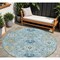 Homeroots 8' Sky Blue Ivory And Gold Round Damask Washable Indoor Outdoor Area Rug 599450 - alternate 1