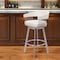 Homeroots 31" White And Silver Faux Leather And Stainless Steel Bar Height Swivel Bar Chair 555768 - alternate 9