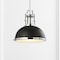 Jonathan Y Homer 13" 1-Light Modern Industrial Metal LED Dome Pendant, Black/Chrome JYL9536B - alternate 12