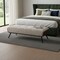 Homeroots 58in Beige Dark Gray and Black Tufted Faux Leather Fabric and Steel Upholstered Bench 714182 - alternate 7