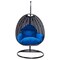 Leisuremod Charcoal Wicker Hanging Egg Swing Chair with Blue Cushions ESCCH-40BU - alternate 9