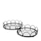 Homeroots Set of Two Black And Silver Metal And Mirrored Glass Round Vanity Trays 608713 - alternate 4