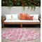 Homeroots 8' Round Pink and Ivory Round Abstract Washable Non Skid Indoor Outdoor Area Rug 559303 - alternate 1