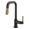 Brizo Litze Pull-Down Prep Faucet with Square Spout, Knurled Handle Matte Black/Luxe Gold 63953LF-BLGL - alternate 2