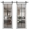Sartodoors Sturdy Double Barn Door with Clear Glass, Lucia 2366 White Silk and Aluminum Strips, 13FT Rail Han LUCIA2366DB-WS-64 x 84 (2* 32x84) - alternate 1