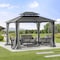 Sunjoy 10 ft. x 12 ft. Black and Grey Steel Gazebo with 2-tier Hip Roof Hardtop A102009121 - alternate 1