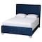 Baxton Studio Emlyn Glam and Luxe Navy Blue Velvet Fabric Queen Size Panel Bed 251-13772-ZORO - alternate 1