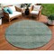 Homeroots 8' Teal Blue And Ivory Round Geometric Washable Indoor Outdoor Area Rug 630515 - alternate 1