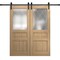 Sartodoors Modern Double Barn Door 60 x 84 inches, Ego 5011 Natural Oak, 13FT Rail Track Set, Solid Panel In EGO5011DB-SNA-6084 - alternate 1
