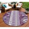 Homeroots 8' Purple Lavender And Ivory Round Aztec Washable Indoor Outdoor Area Rug 598498 - alternate 1