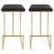 Leisuremod Quincy Leather Bar Stools with Gold Metal Frame, Charcoal Black, 2PK QSG29BL2 - alternate 1