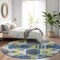 Homeroots 8' Navy Blue Gold And Silver Round Geometric Washable Indoor Outdoor Area Rug 618753 - alternate 8