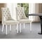 Homeroots Set of Two Tufted Cream and Clear Upholstered Linen Dining Side Chairs 543513 - alternate 1