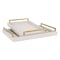 Homeroots Set of Two Off White Wood and Fabric Nested Serving Trays With Gold Handles 518600 - alternate 1