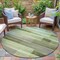 Homeroots 8' Green And Ivory Round Striped Washable Indoor Outdoor Area Rug 630989 - alternate 5