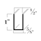 Brunner Aluminum U Channel 1" x 5/8" x 1/16", Fits 1/2", 6063-T5 (C21610), 12 Foot Satin Anodized C21610 S12 - alternate 2