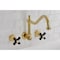 Kingston Brass Two-Handle Wall Mount Kitchen Faucet, Brushed Brass KS1287PKX - alternate 6