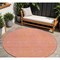 Homeroots 8' Pink And Copper Round Abstract Washable Indoor Outdoor Area Rug 599828 - alternate 1