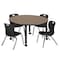 Regency Round Kee Mobile Adjustable Classroom Table W/ 4 Andy Chairs, 48 in W, 48 in L, Noble Oak TB48RNDNOAPCBK45BK - alternate 1