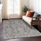 Homeroots 9' X 12' Gray And Pewter Damask Washable Indoor Outdoor Area Rug 616530 - alternate 9
