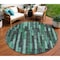 Homeroots 8' Sage Teal Blue And Emerald Round Striped Washable Indoor Outdoor Area Rug 608972 - alternate 1