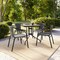 Flash Furniture Square Metal Table, Sqr w/Rattan Chairs, Gray, 28", Aluminum, Glass, Metal, Plastic, Rattan, Clear TLH-073SQ-037GY4-GG - alternate 18