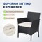 Yssoa Patio Furniture Set 3 Pieces Outdoor Rattan Wicker Chairs with Soft Cushion and Glass Coffee 3A88FNSOFASET3RATTANBLK - alternate 7