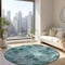 Homeroots 8' Teal Blue Aqua And Gray Round Abstract Washable Indoor Outdoor Area Rug 577693 - alternate 7