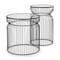 Homeroots Set of Two Clear and Black Tempered Glass and Metal Wire Round Drum End Tables, 2PK 605375 - alternate 1