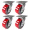 Hyw Products Heavy Duty Caster Set 5in Red Polyurethane on Cast Iron Wheels, 4 Swivel, 4PK 40-50S-A1-PC-4 (R) - alternate 1