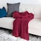 Homeroots Red Knitted 100% Cotton Throw Blanket 518766 - alternate 5