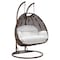 Leisuremod Mendoza Dark Brown Wicker Hanging 2 person Egg Swing Chair with Whie Cushions MSCDBR-53W - alternate 1