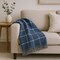 Homeroots 50" X 67" Denim Blue And White Cotton Blend Woven Plaid Throw Blanket with Fringe 632898 - alternate 6